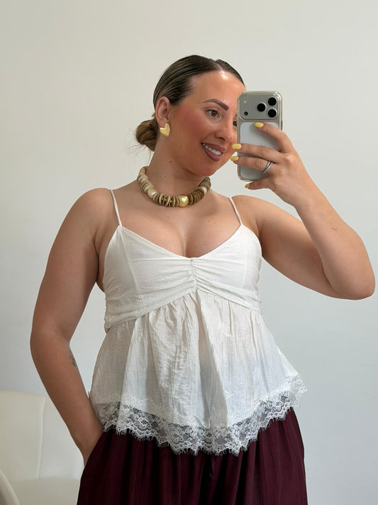 TOP ENCAJE BLANCO