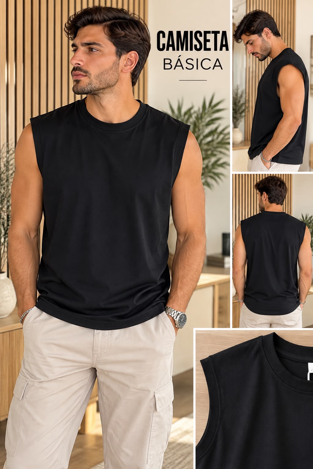 CAMISETA SIN MANGAS NEGRA
