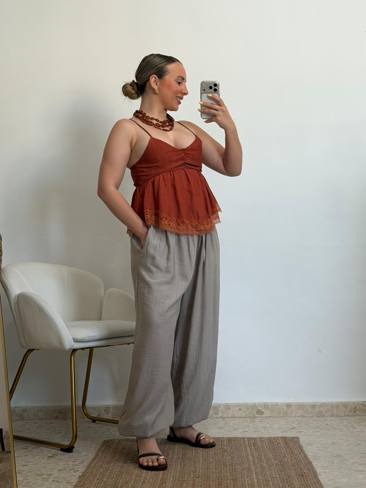 PANTALON AMERI GLOBO TAUPE
