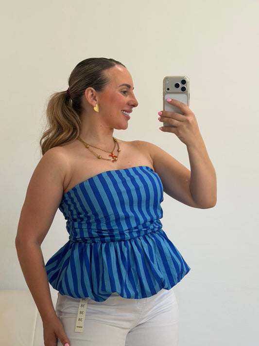 TOP RAYAS AZUL