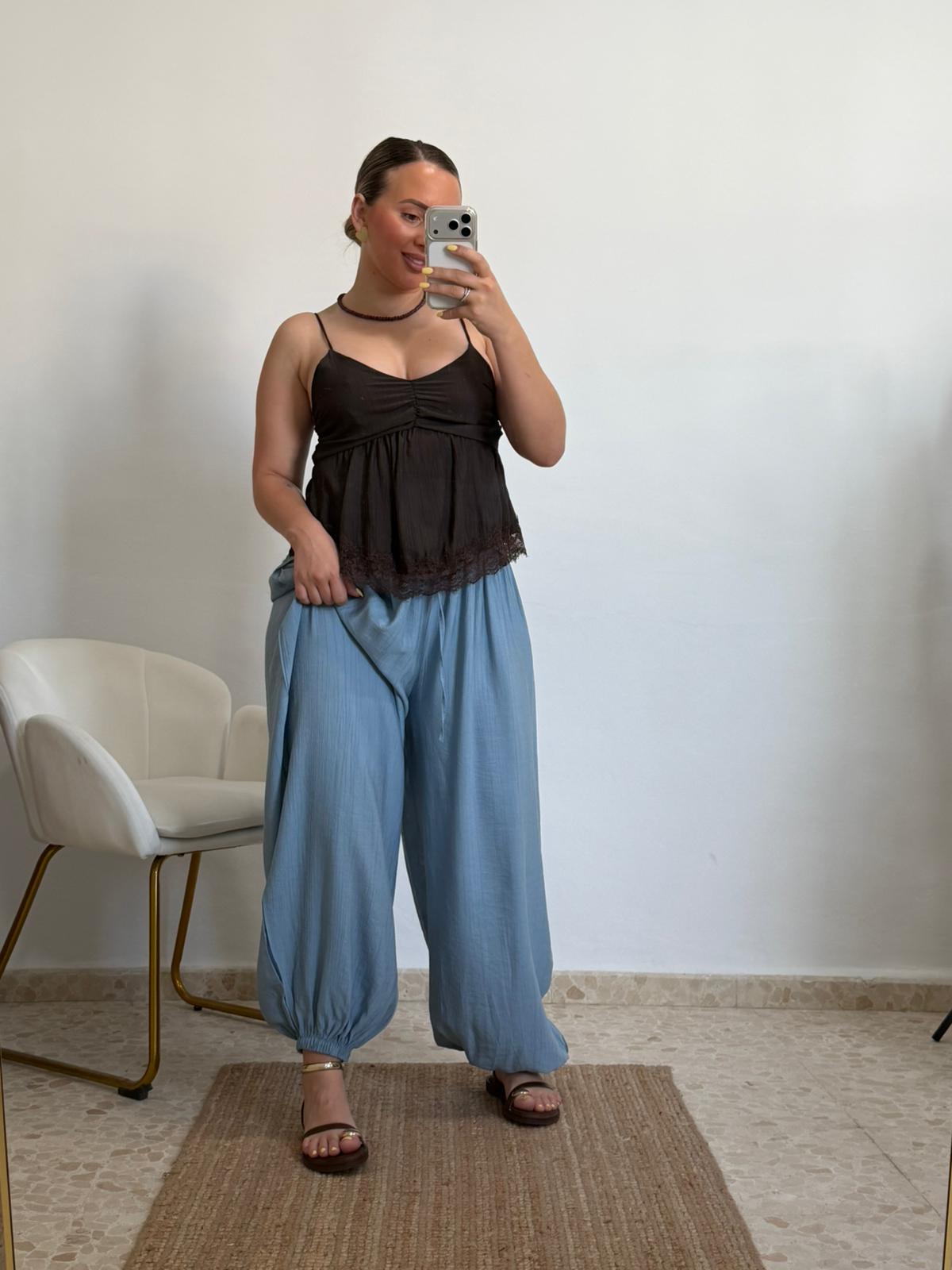 PANTALON AMERI GLOBO AZUL
