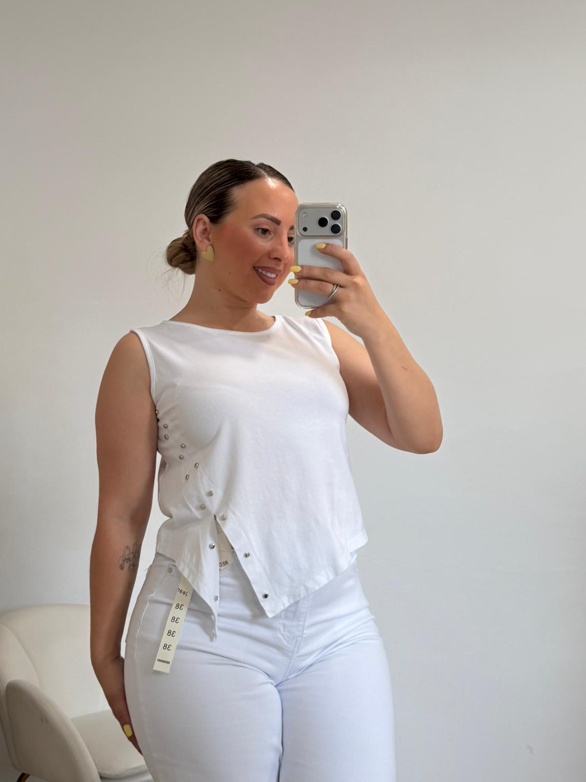 TOP ASIMETRICO BLANCO