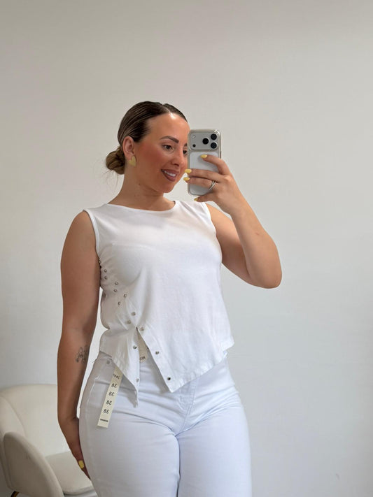 TOP ASIMETRICO BLANCO