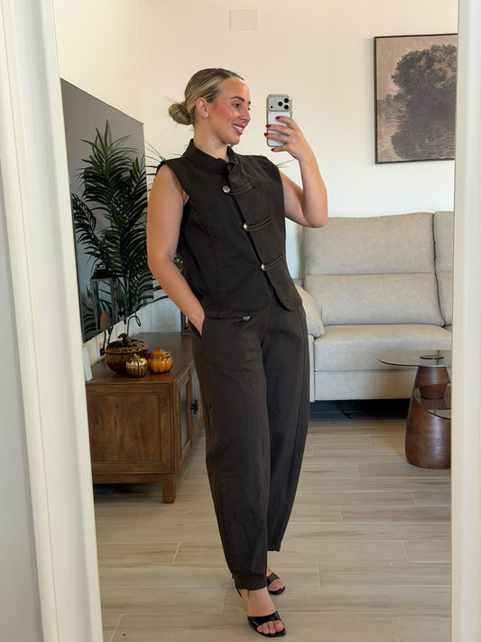 PANTALON BALLON BOTON MARRON