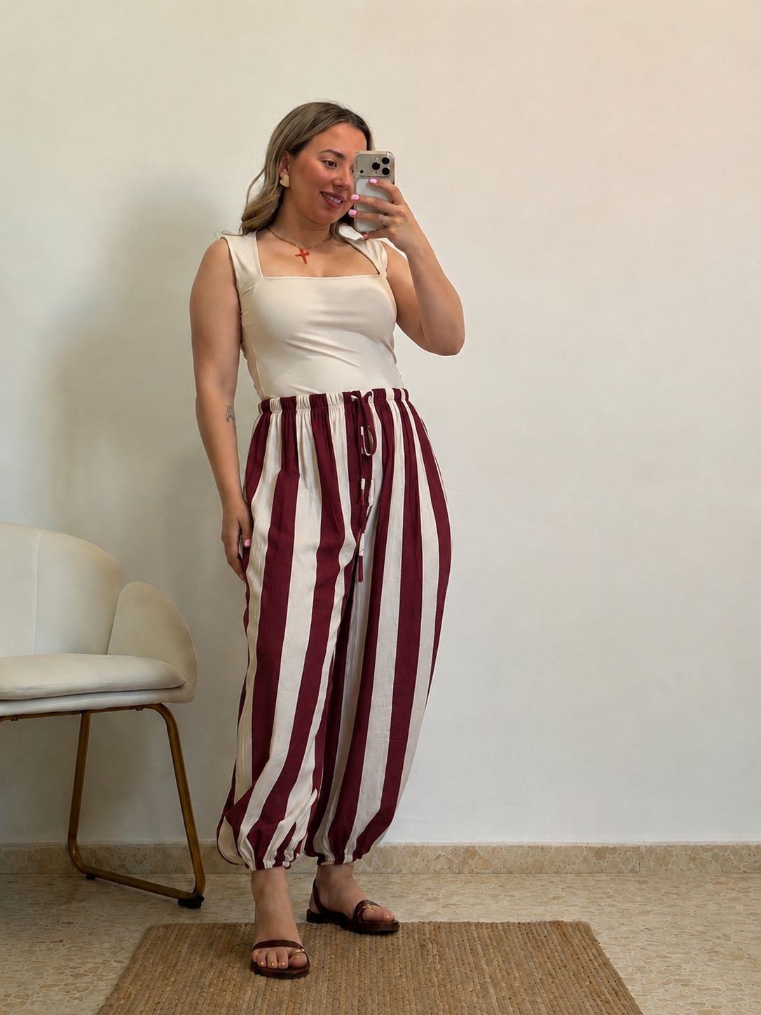PANTALÓN GLOBO BURDEOS