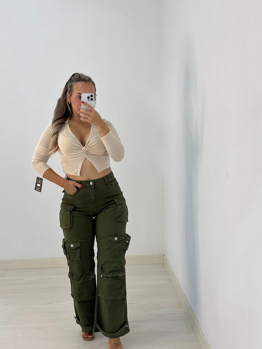 PANTALON VAQUERO CARGO VERDE