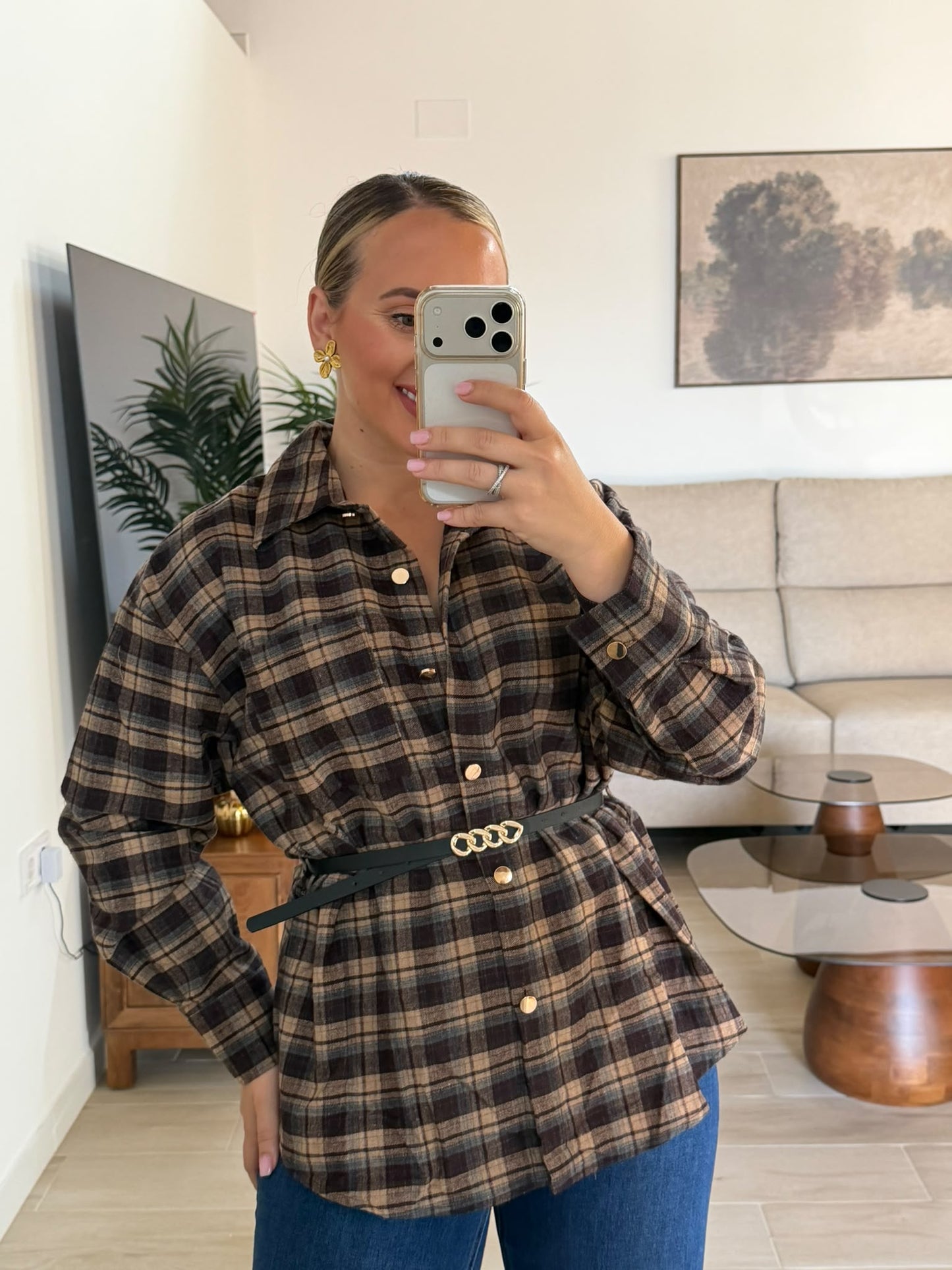 CAMISA CINTURON MARRON
