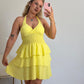 VESTIDO VOLANTES AMARILLO