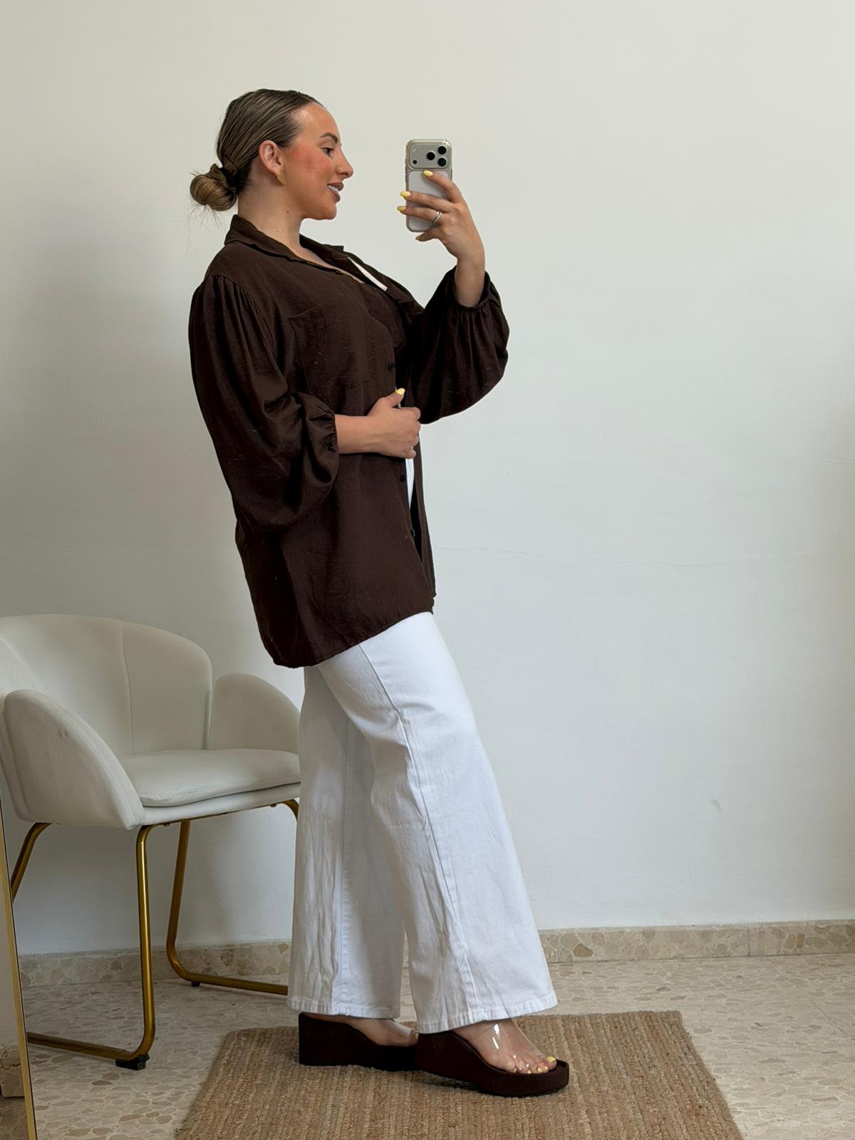 CAMISA Y TOP MARRON CHOCOLATE