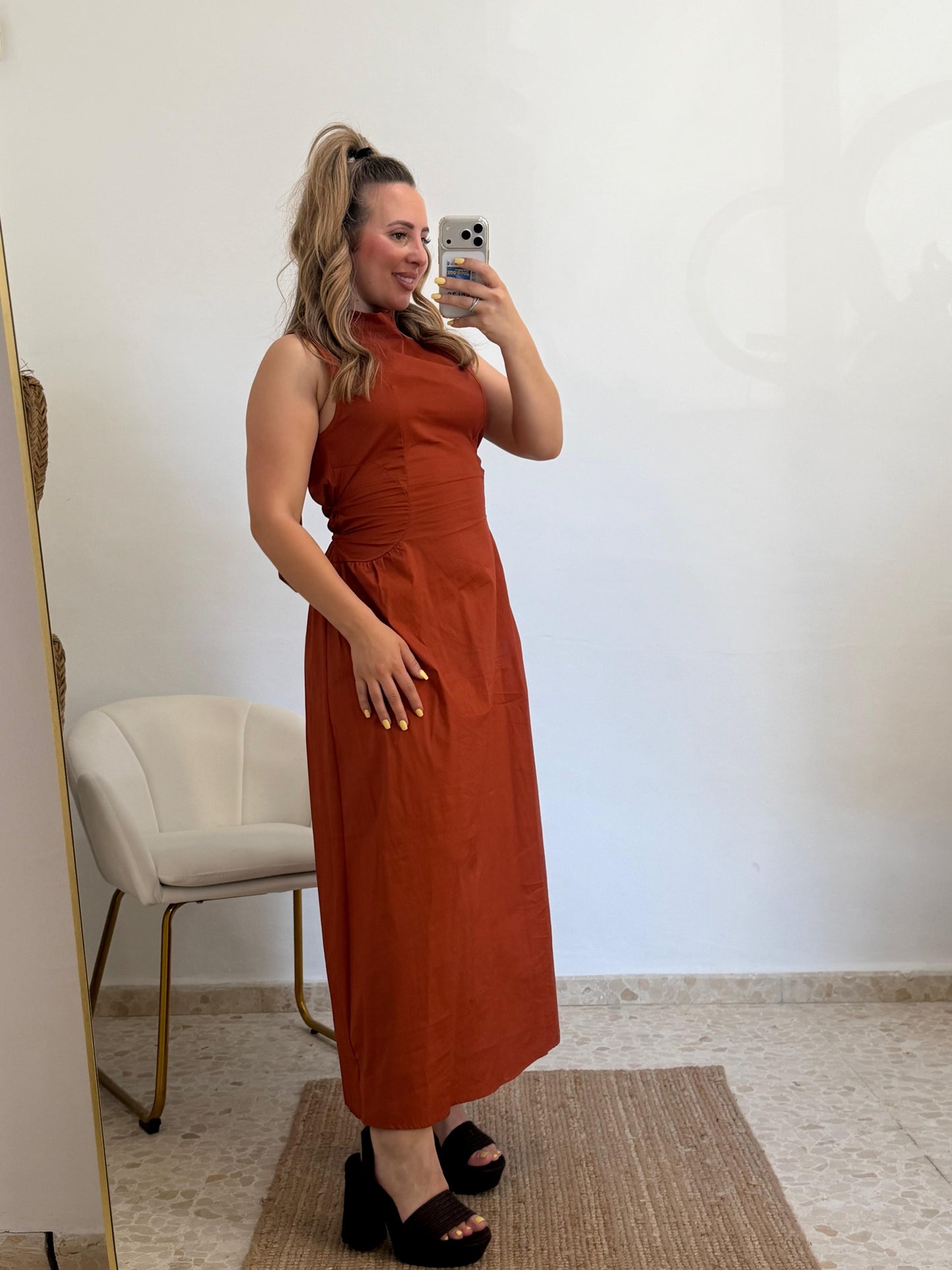 VESTIDO CAROLINA CAMEL