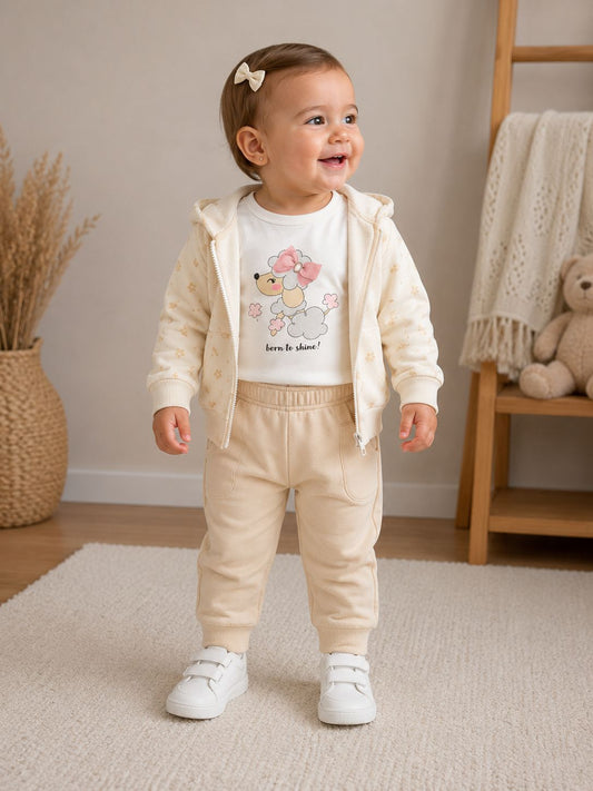 CONJUNTO 3 PIEZAS PERRO BEIGE