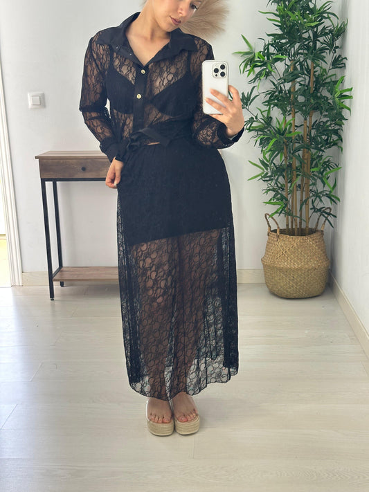 CAMISA DE ENCAJE NEGRO