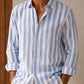 CAMISA RAYAS CELESTE