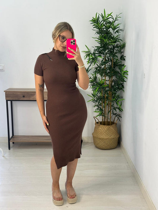 VESTIDO ALMUDENA MARRON