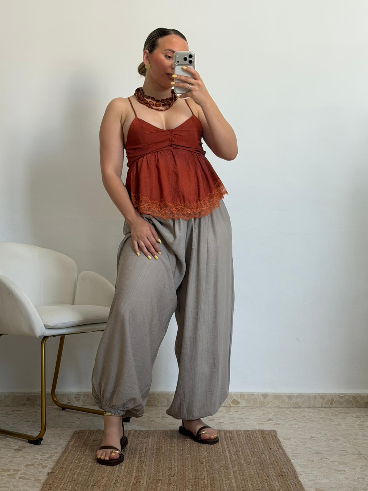 PANTALON AMERI GLOBO TAUPE