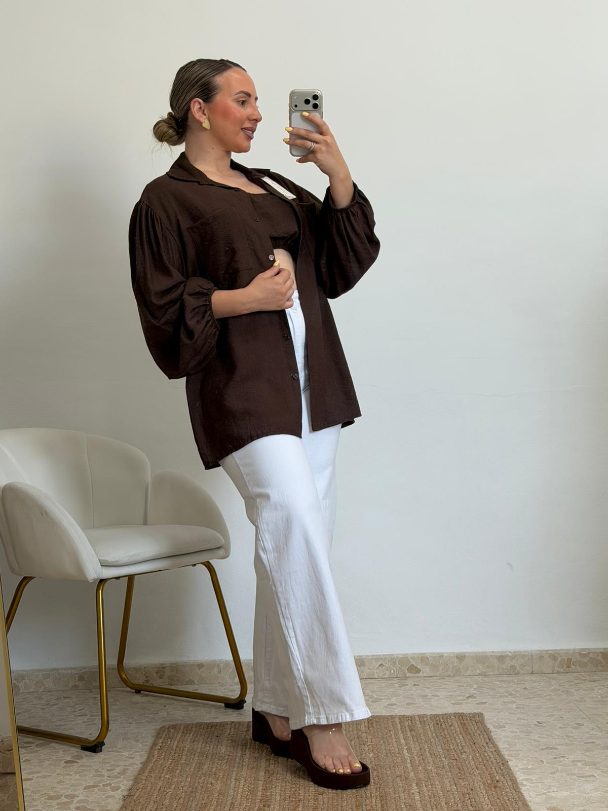 CAMISA Y TOP MARRON CHOCOLATE