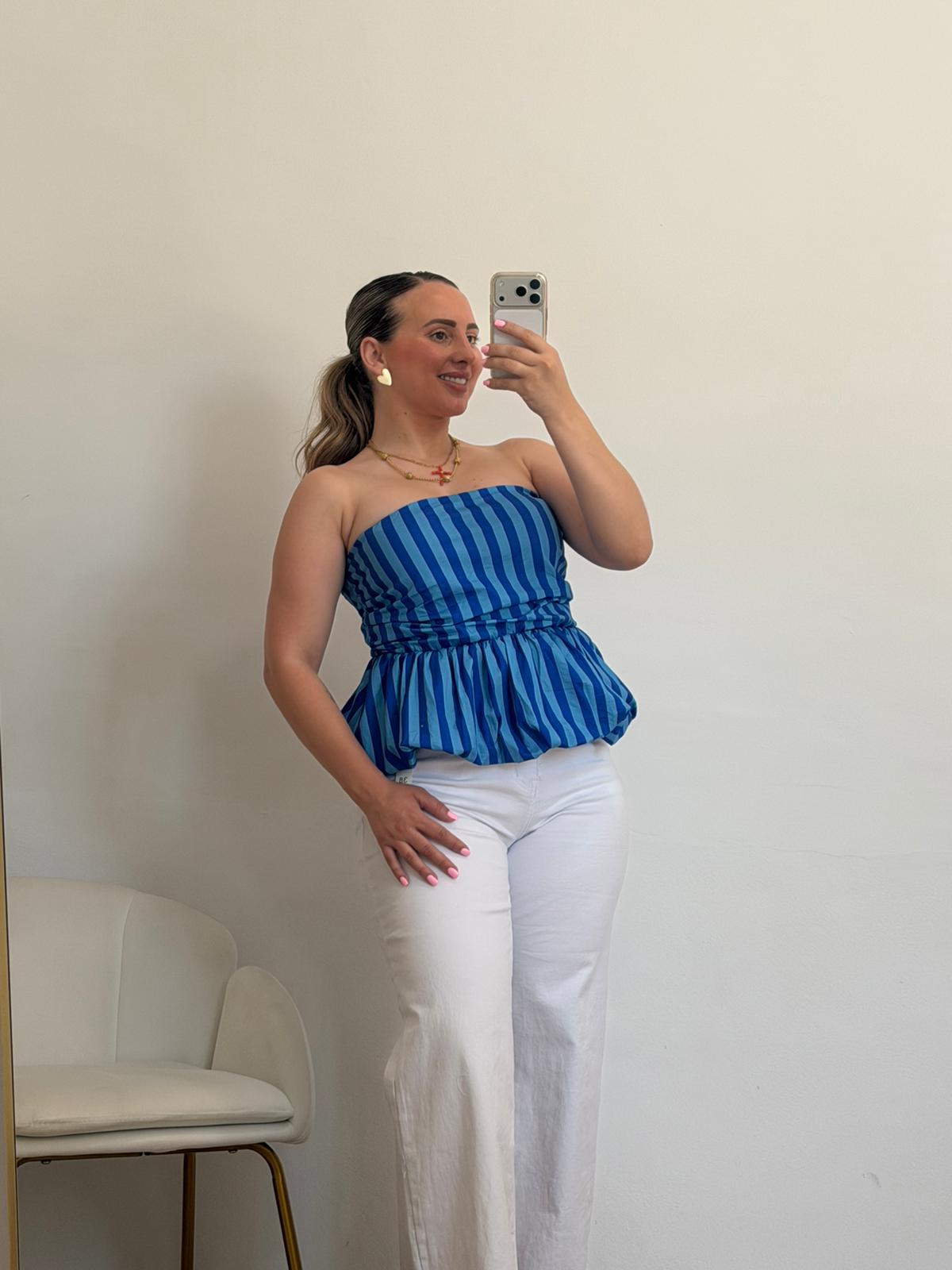 TOP RAYAS AZUL