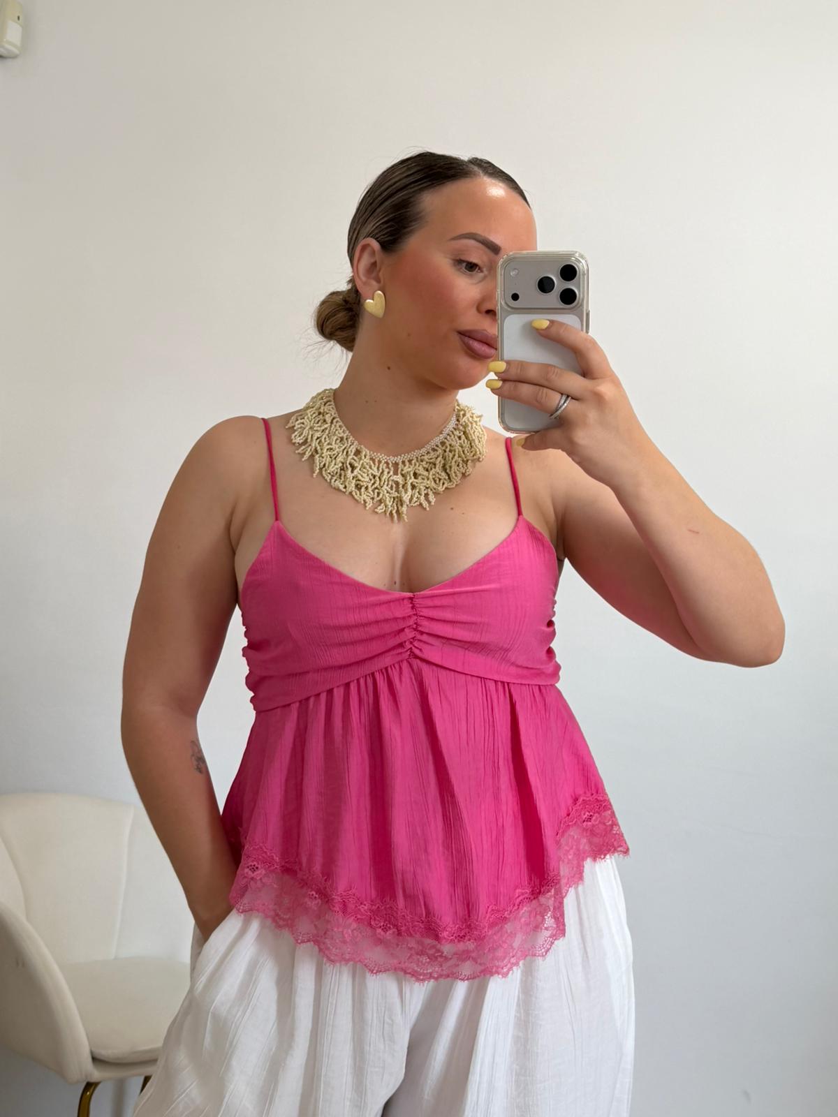 TOP ENCAJE ROSA