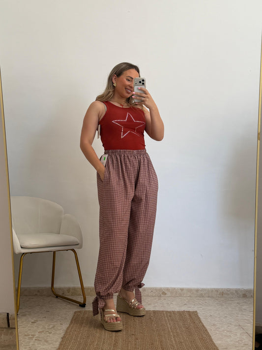 PANTALON GLOBO CUADROS