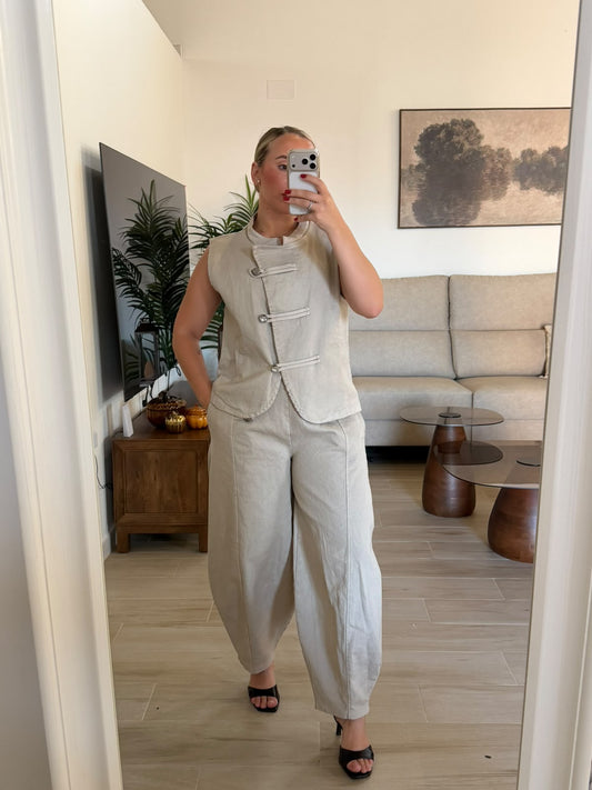 PANTALON BALLON BOTON BEIGE
