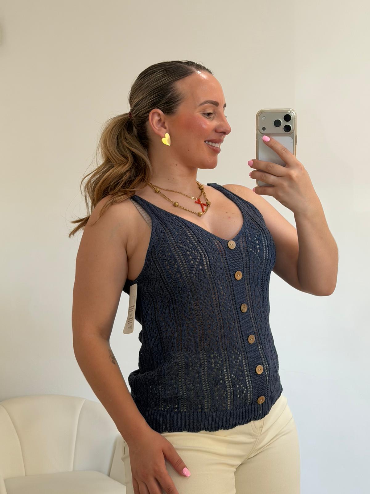 JERSEY CROCHET AZUL MARINO