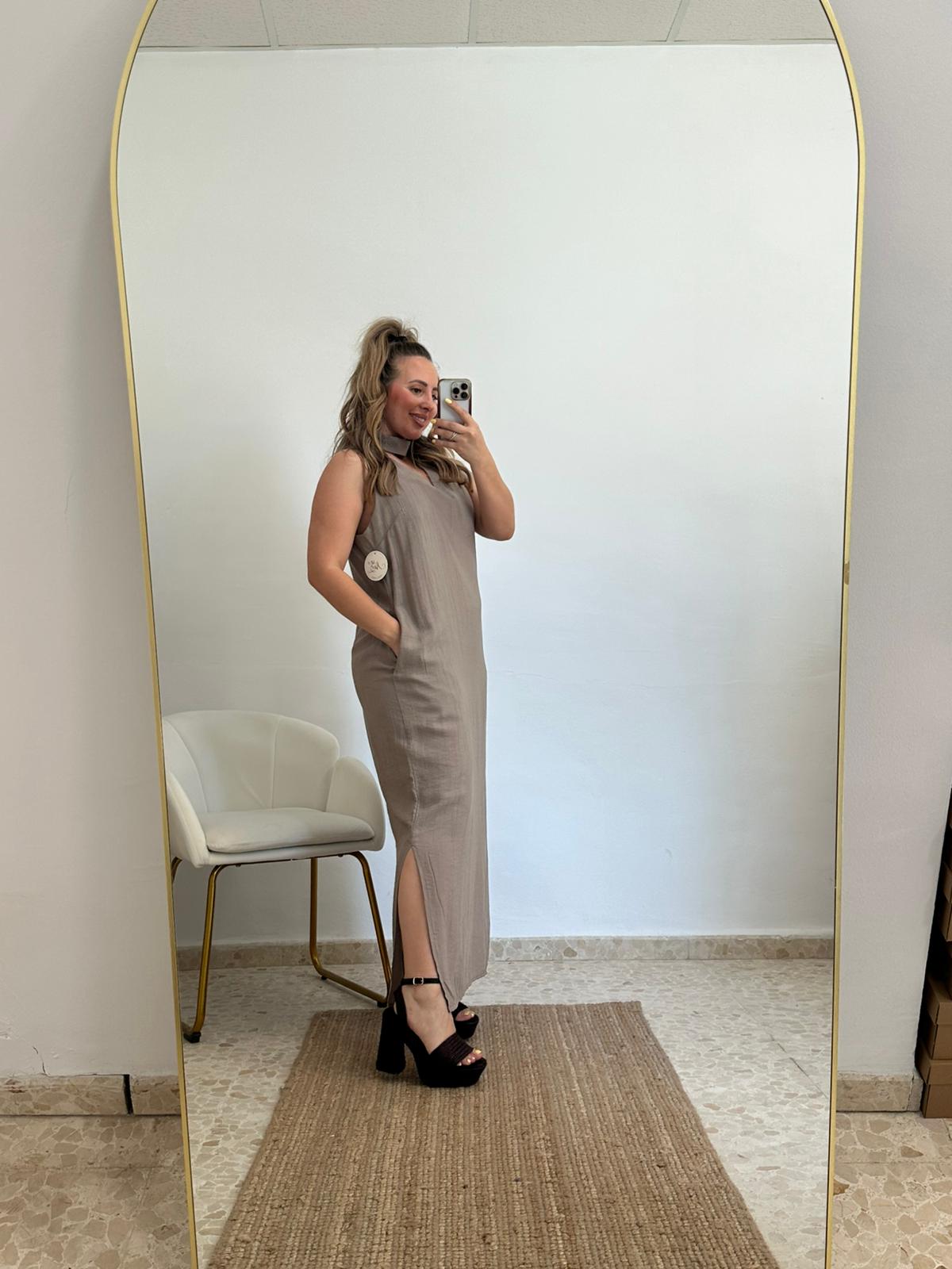 VESTIDO LIA TAUPE