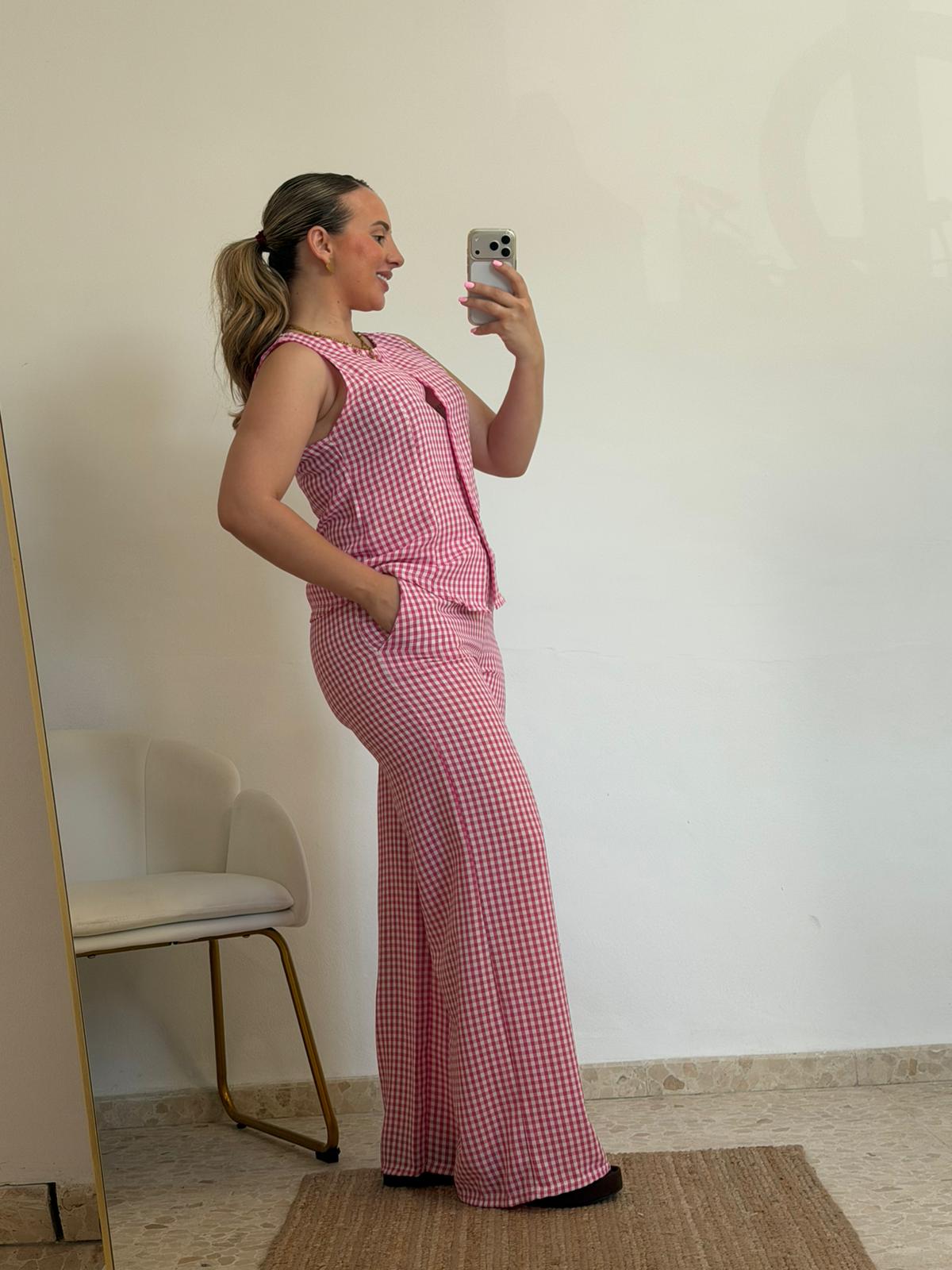 CONJUNTO VICHY ROSA FUCSIA