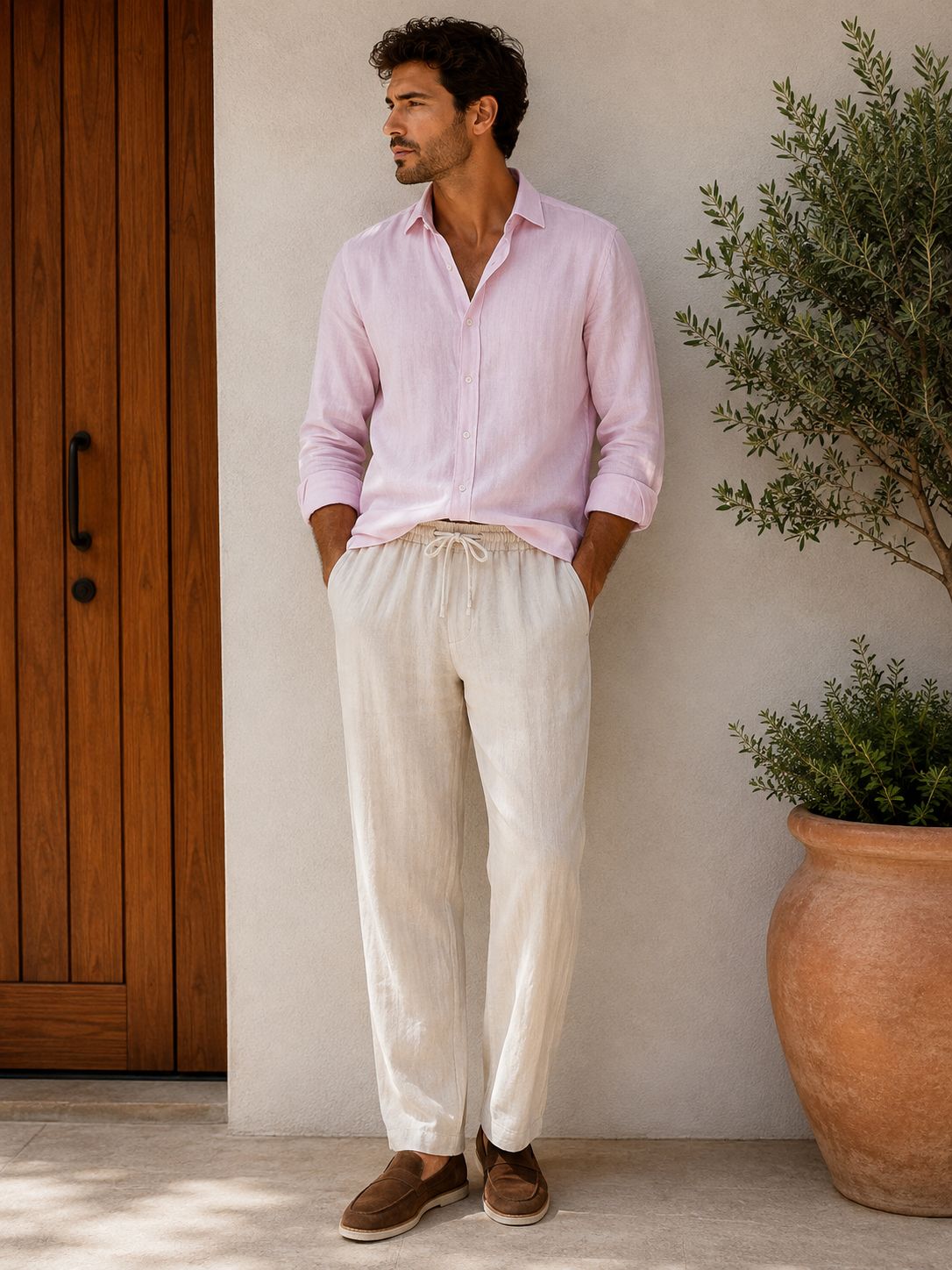 PANTALON DE LINO BEIGE